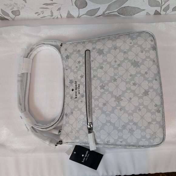 NWT Kate Spade - Spade Flower Star Toss Large Swingpack Crossbody Platinum Grey - Picture 5 of 11